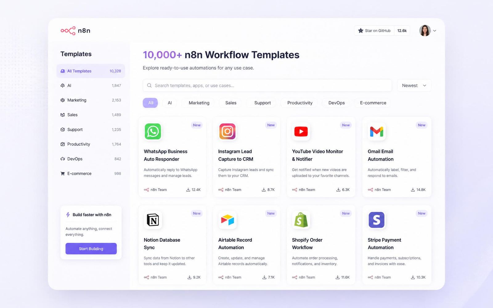 10,000+ Template Library